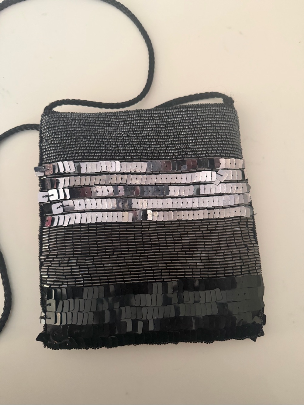 Jessica McClintock Black and Silver Sequin Crossbody Bag